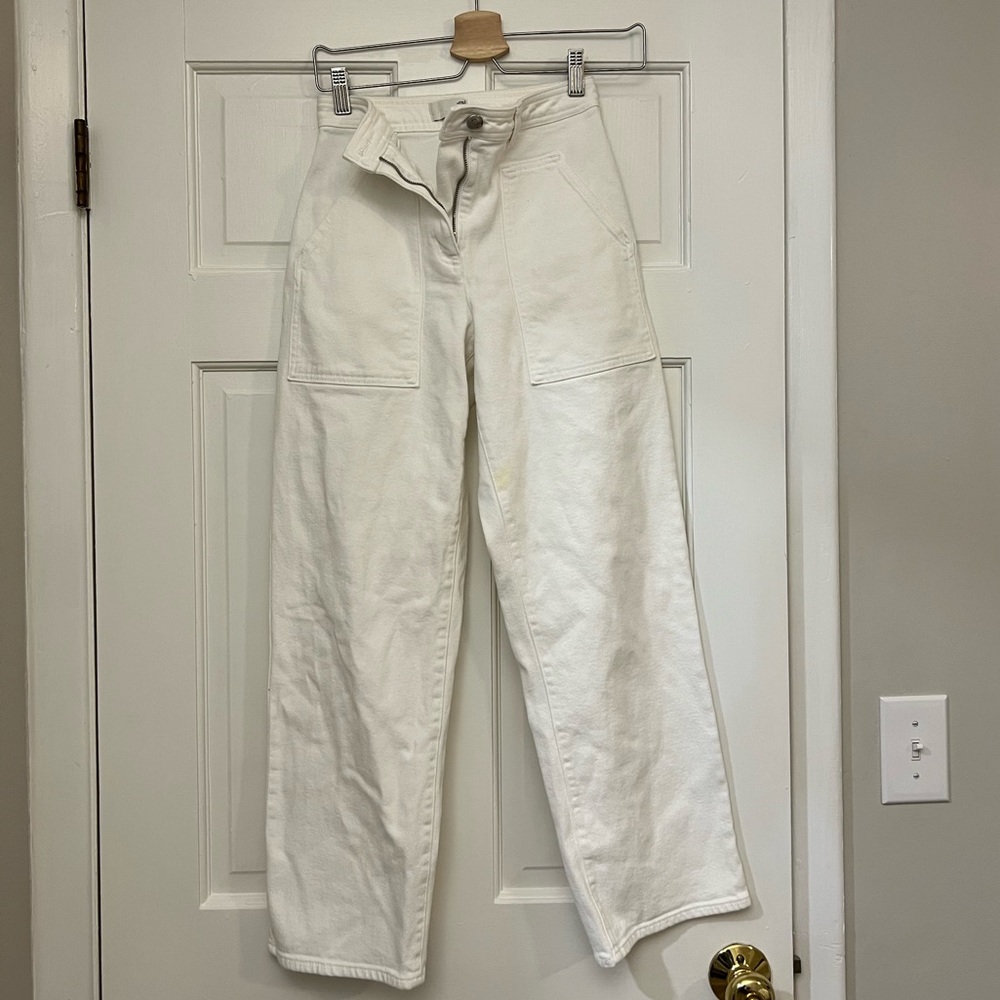 white aritzia modern utility pants